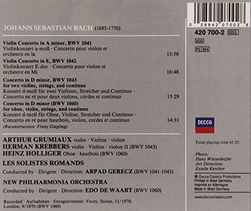 Violin Concertos; Concerto for 2 Violins; Concerto for Violin and Oboe