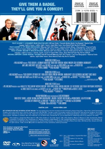 4 Film Favorites: Cop Comedy Collection (Police Academy 5: Assignment Miami Beach / Police Academy 6: City Under Siege / Police Academy: Mission To Moscow / National Lampoon's Loaded Weapon 1) - DVD (Used)