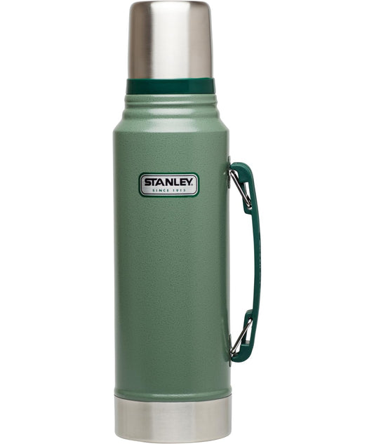 Stanley Heritage Classic Vacuum Bottle with Handle 1.1 qt | Wide Mouth w/Leakproof Cup Lid | Keep Drinks Hot or Cold | Insulated Stainless Steel Thermal Bottle | BPA-Free | Hammertone Green 🍁 All In One Marketplace Canada