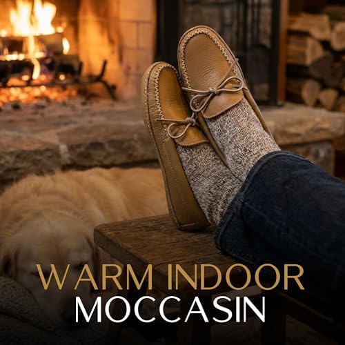 Men's Leather House Moccasins – Handcrafted in Canada, Cowhide Leather, Classic Design