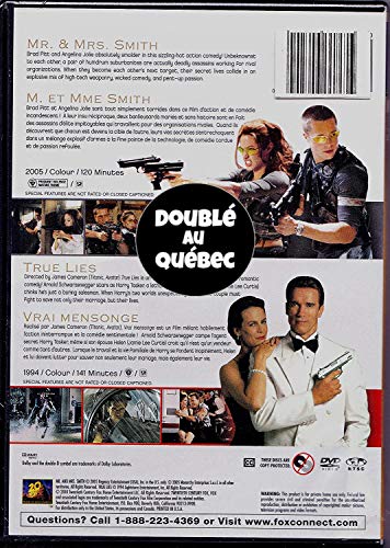 Monsieur et Madame Smith - Mr. & Mrs. Smith (English/French) 2005 (Widescreen) Doublé au Québec / Vrai Mensonge - True Lies (English/French) 1994 (Widescreen) Doublé au Québec (Cover Bilingue) 2 Films