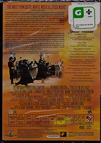 Un Violon sur le Toit - Fiddler on the Roof (English/French) 1971 (Widescreen) Régie au Québec (Cover Bilingue) Édition de Collection 2 Disques