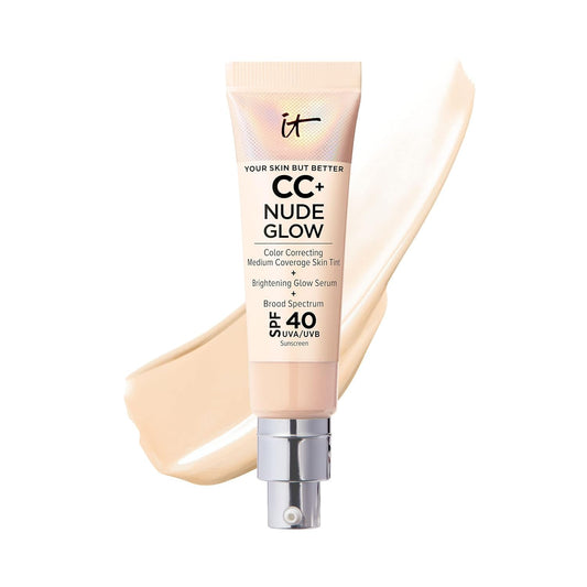 IT Cosmetics CC+ Nude Glow Lightweight Foundation + Glow Serum with SPF 40 - With Niacinamide, Hyaluronic Acid & Green Tea Extract - Light - 1.08 fl oz 🍁 All In One Marketplace Canada