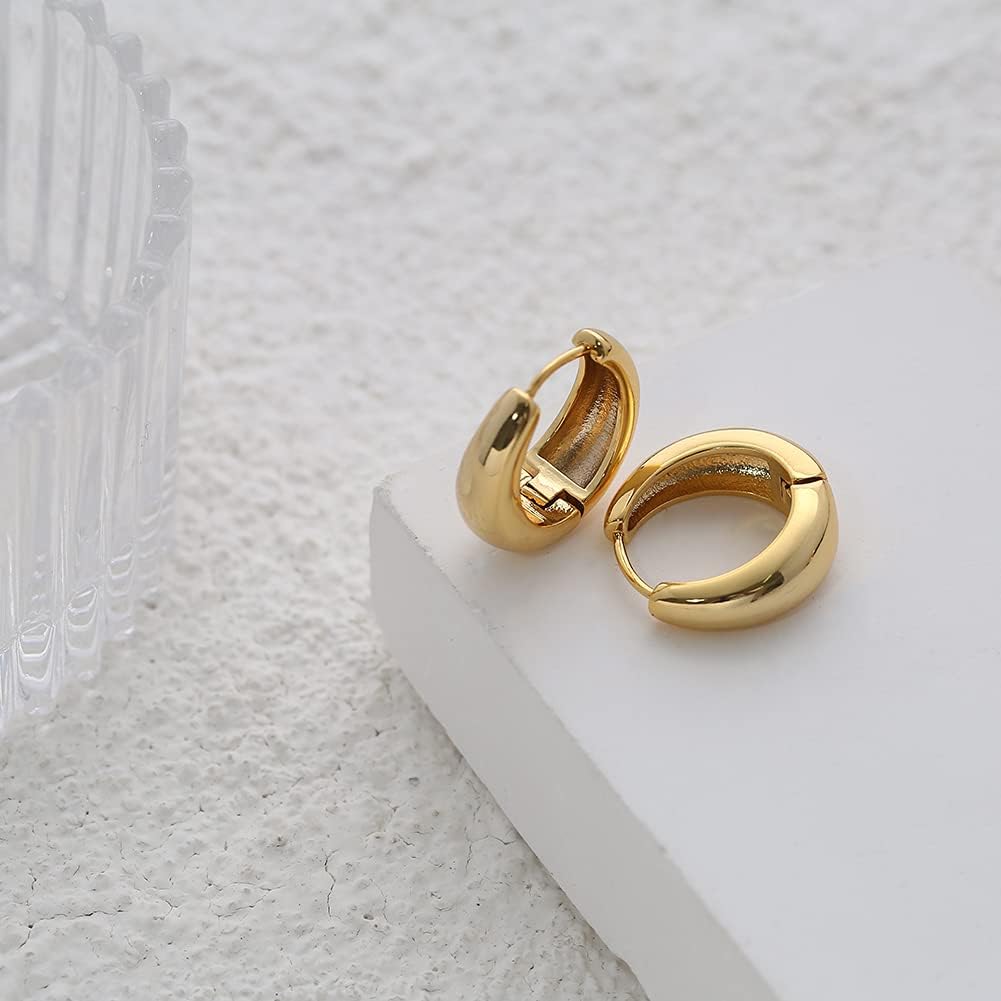 LILIE&WHITE Chunky Gold Hoop Earrings – Hypoallergenic, Minimalist Jewelry for Women