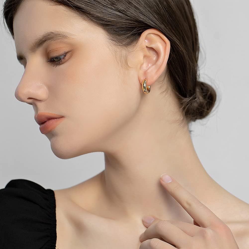 LILIE&WHITE Chunky Gold Hoop Earrings – Hypoallergenic, Minimalist Jewelry for Women