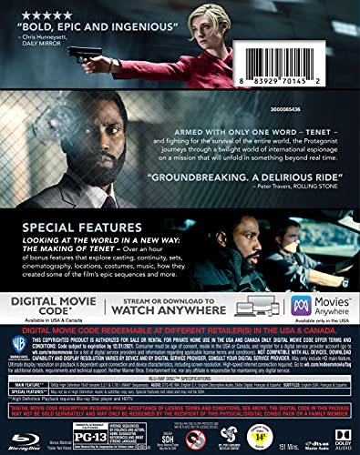 Tenet (Blu-ray + DVD + Digital Combo Pack)