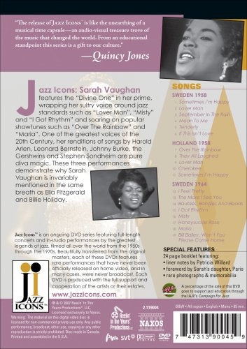 Jazz Icons: Sarah Vaughan Live in '58 & '64 [Import]