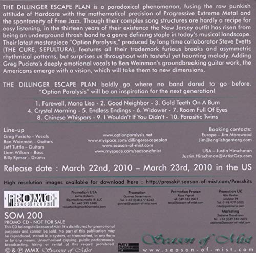 The Dillinger Escape Plan / Optional Paralysis (Regular Edition) - CD