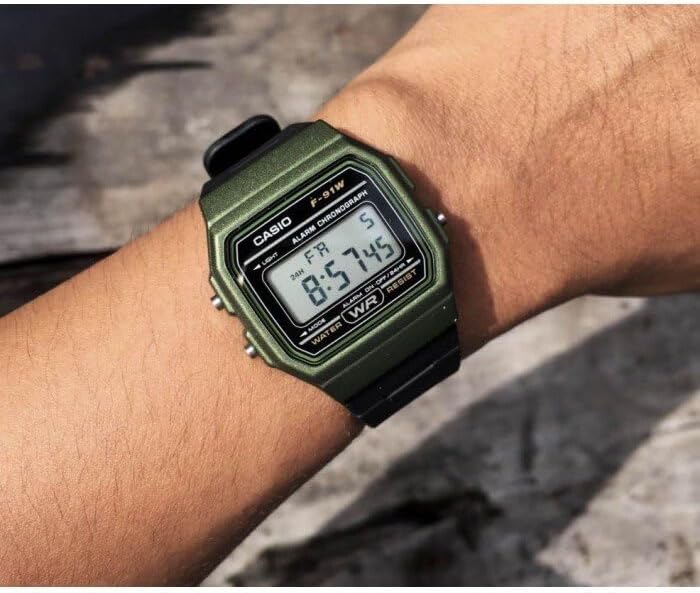 Casio F91W Digital Watch – Water Resistant, LED Light, 7-Year Battery