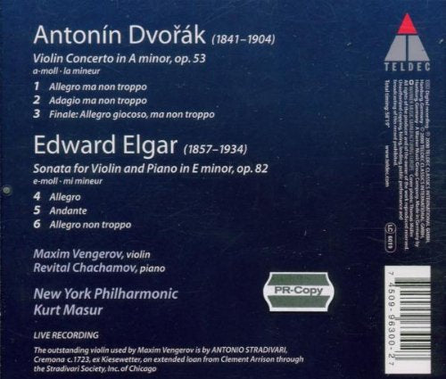 Dvorak: Violin Concerto, Op. 53 / Elgar: Sonata for Violin and Piano, Op. 82