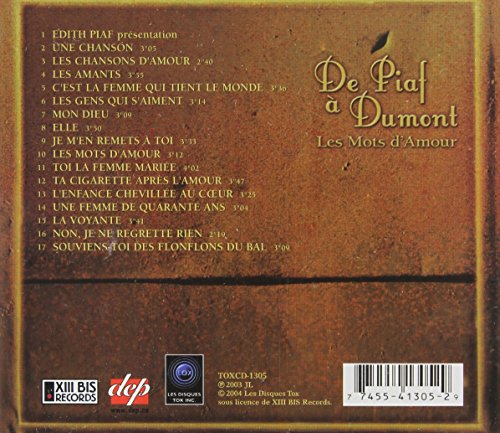 De Piaf A Dumont: Les Mots d'Amour
