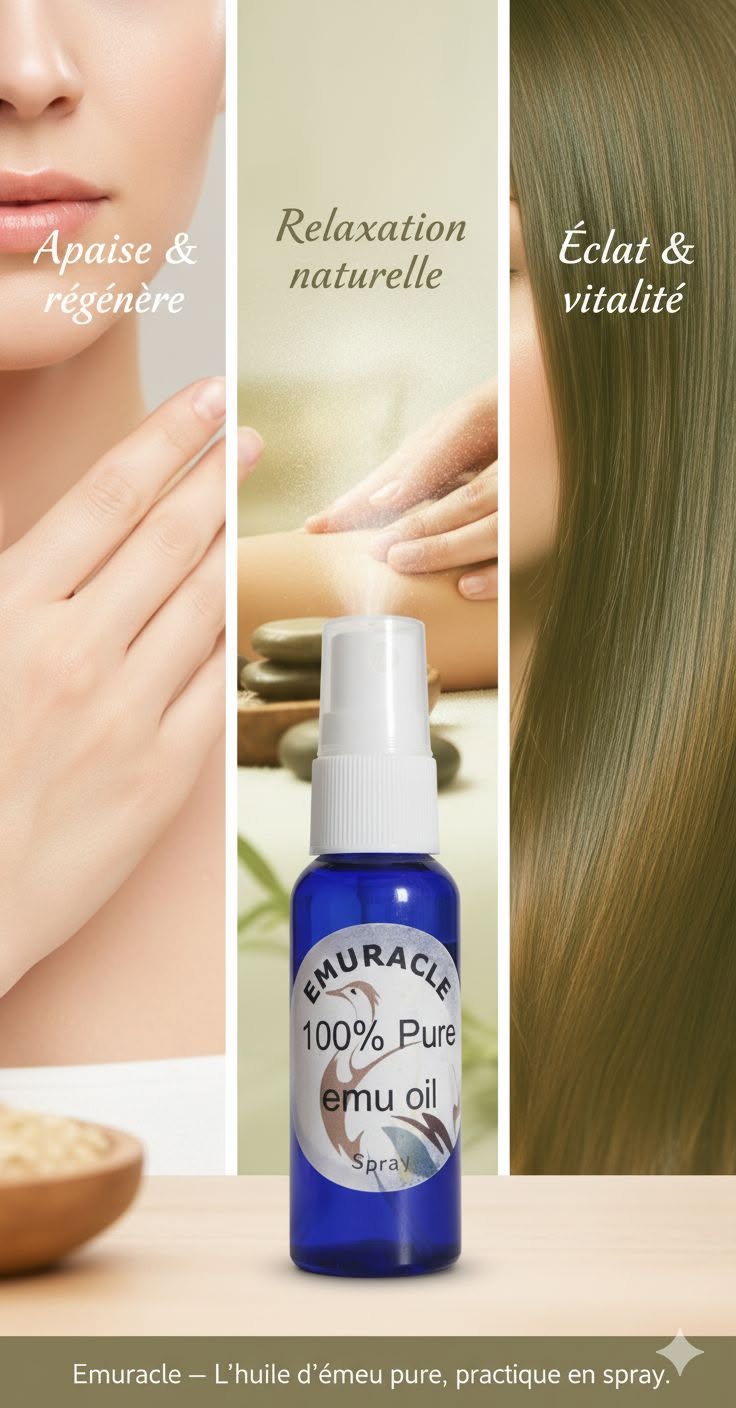 Huile d'émeu 100 % pure — Triple raffinée, spray de 30 ml | Emuracle
