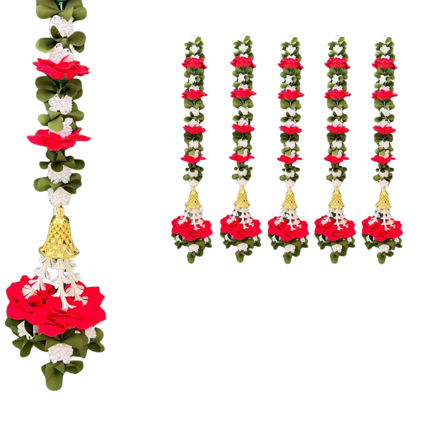 Flower And Leaf Hanging Ladi Red & Green