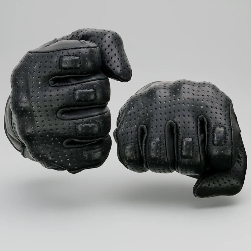 Open Road Men's Perforated Armored Leather Motorcycle Gloves
