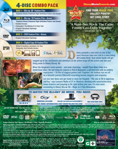 Tangled [Blu-ray 3D + Blu-ray + DVD + Digital Copy] (Bilingual)