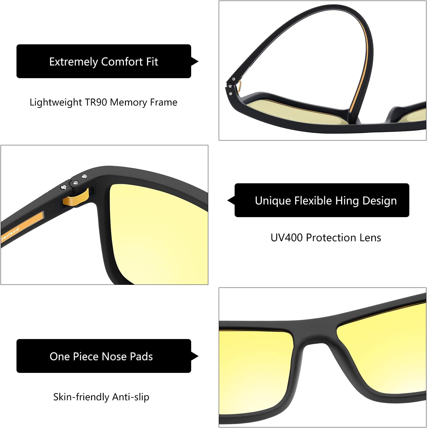 ZENOTTIC Polarized Sunglasses for Men – Lightweight TR90 Frame, UV400, Square