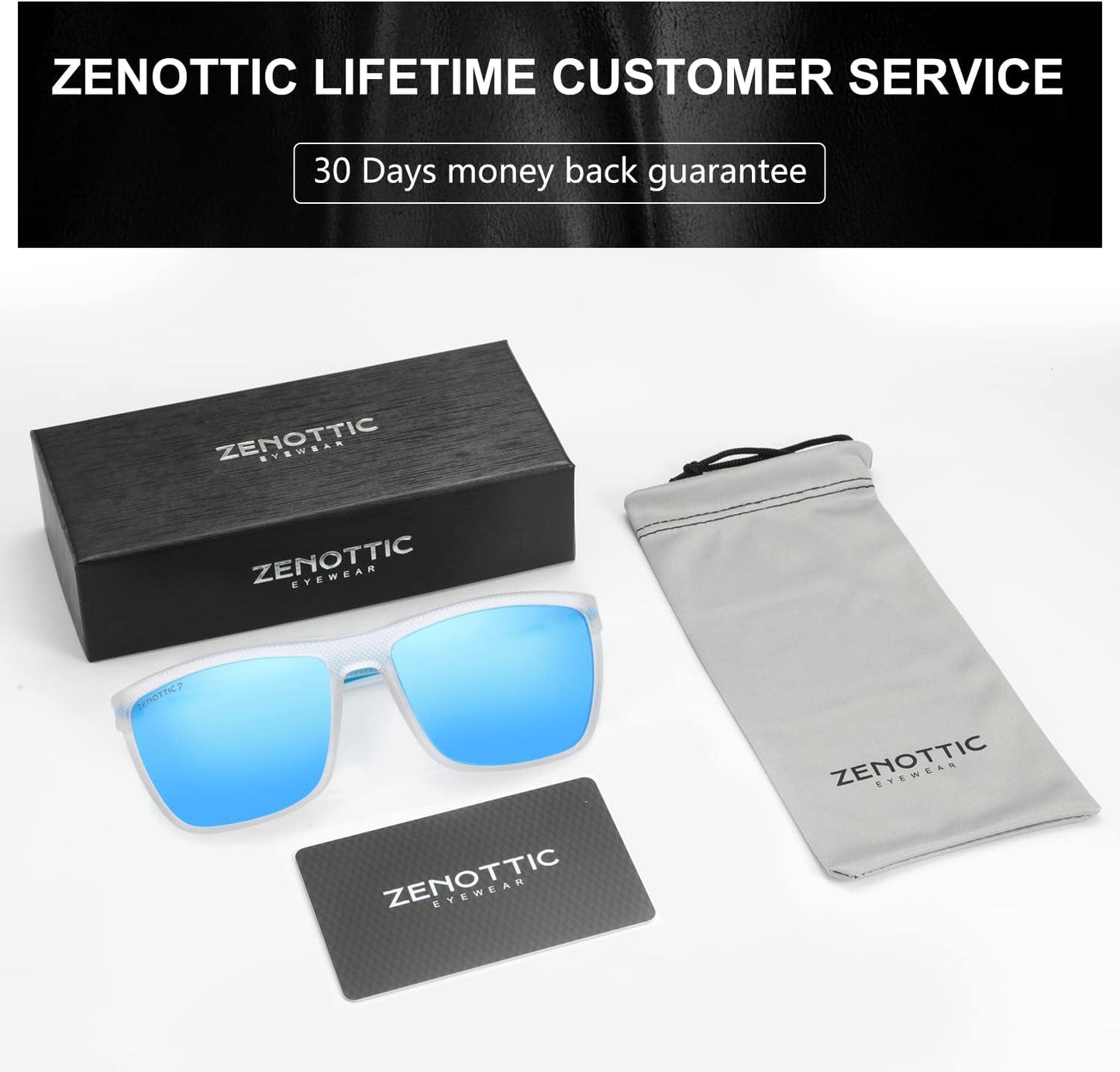 ZENOTTIC Polarized Sunglasses for Men – Lightweight TR90 Frame, UV400, Square