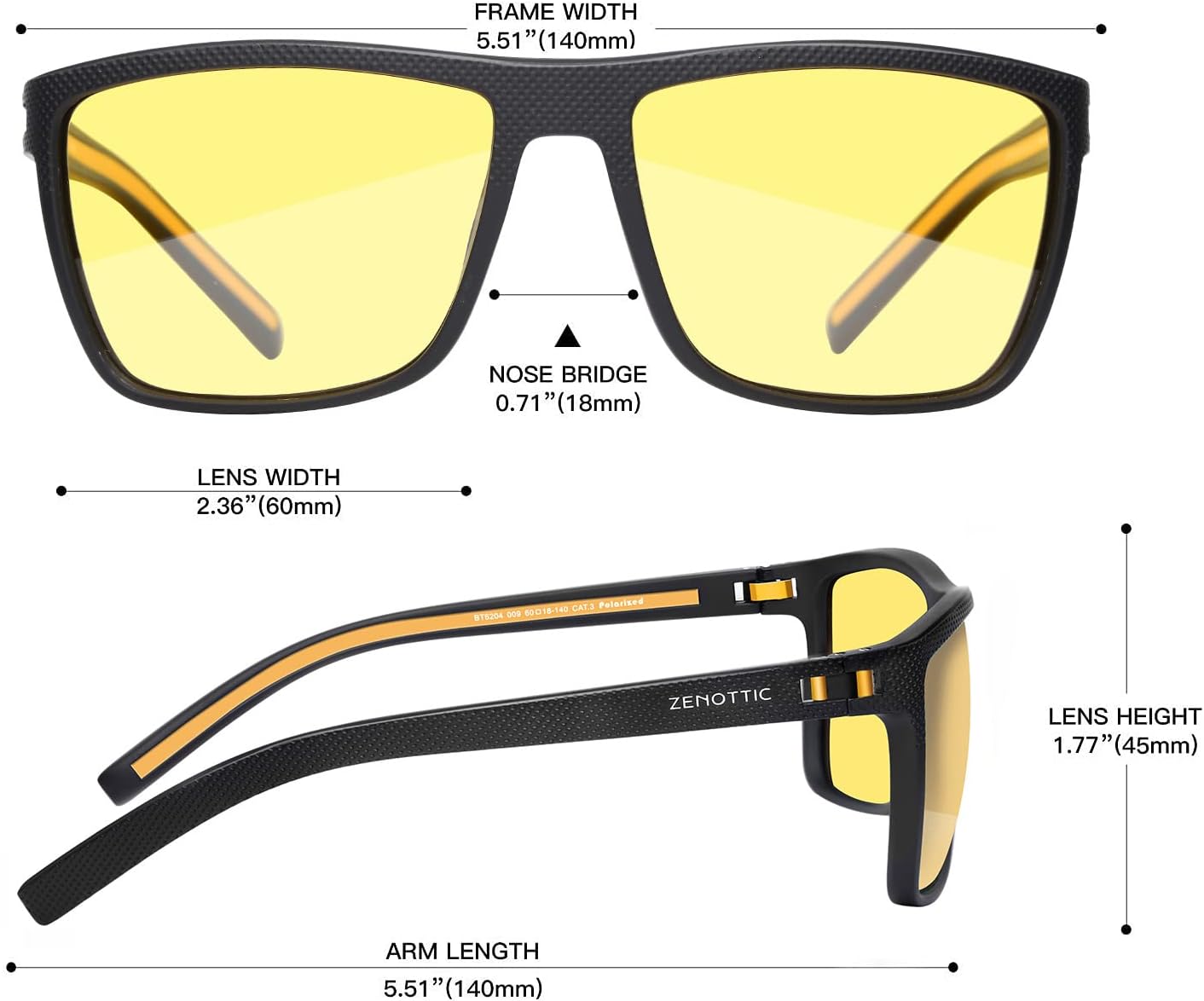 ZENOTTIC Polarized Sunglasses for Men – Lightweight TR90 Frame, UV400, Square