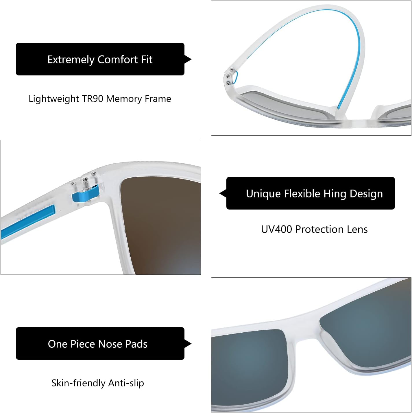 ZENOTTIC Polarized Sunglasses for Men – Lightweight TR90 Frame, UV400, Square