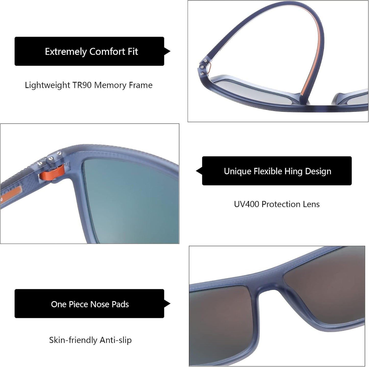 ZENOTTIC Polarized Sunglasses for Men – Lightweight TR90 Frame, UV400, Square
