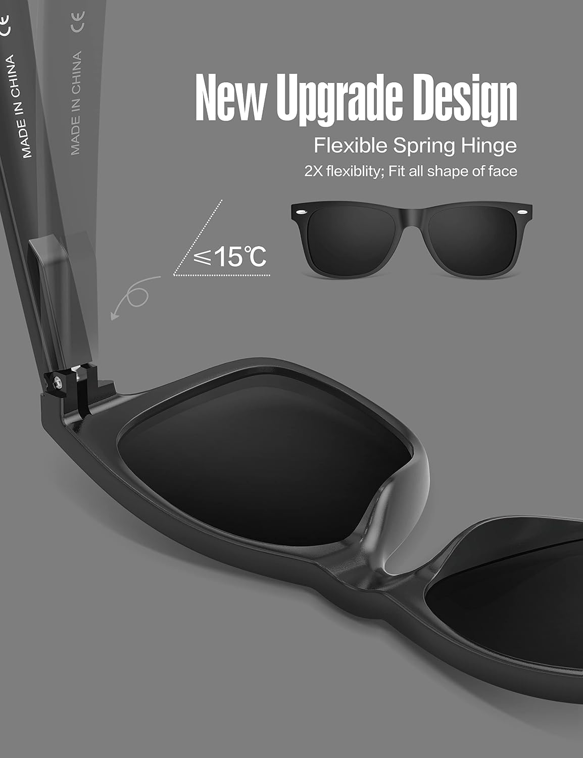 LUENX Polarized Sunglasses – UV400, Square Frame, Anti-Slip, Men & Women