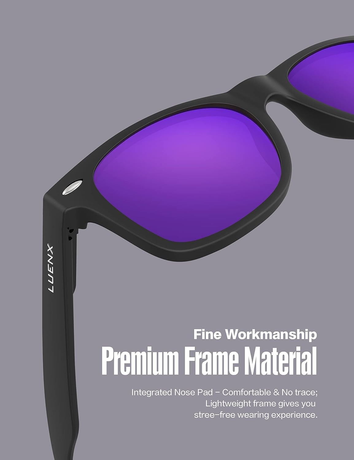LUENX Polarized Sunglasses – UV400, Square Frame, Anti-Slip, Men & Women