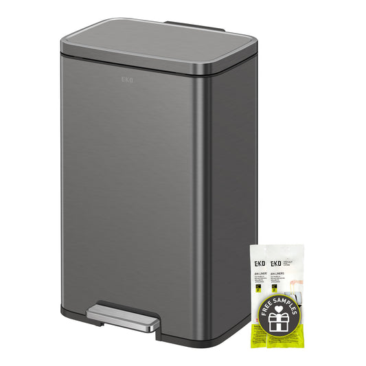 EKO Madison Gunmetal Steel 50 Liter/13.2 Gallon Step Trash Can with Inner Liner - Fingerprint Resistant Finish 🍁 All In One Marketplace Canada