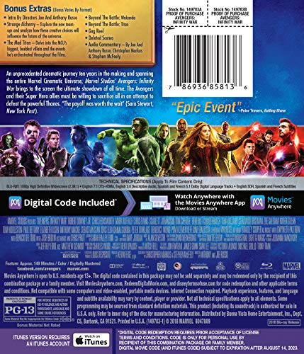 Avengers / Infinity War - Blu-Ray/DVD (Used)