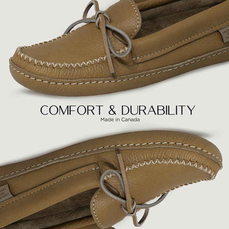 Men's Leather House Moccasins – Handcrafted in Canada, Cowhide Leather, Classic Design
