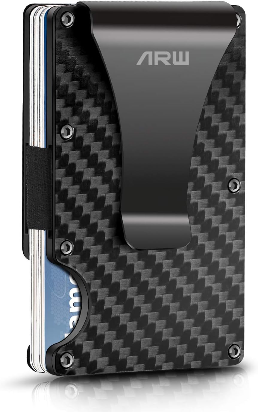 ARW Minimalist Metal Wallet for Men – RFID Blocking Aluminum Money Clip, Slim Card Holder