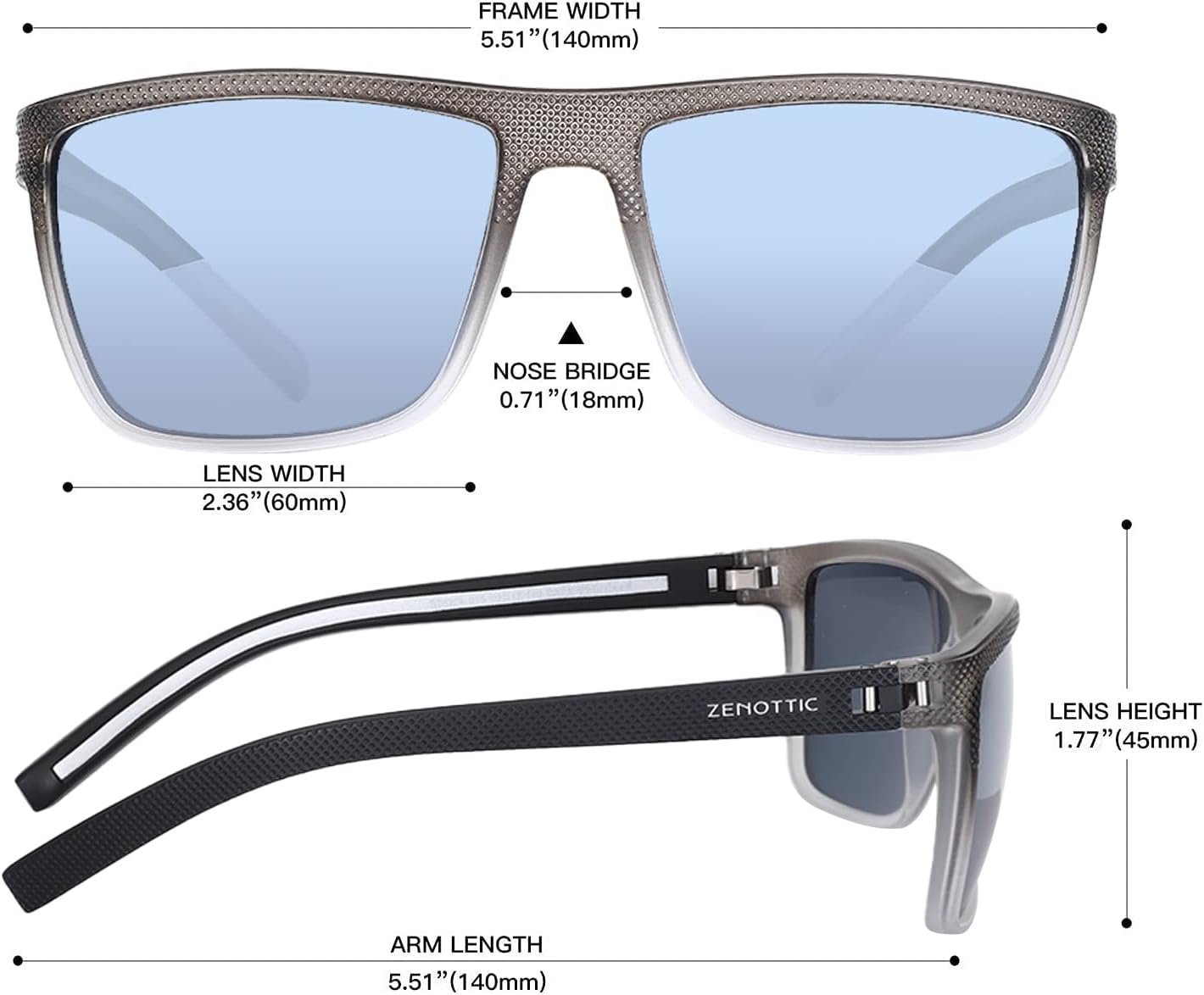 ZENOTTIC Polarized Sunglasses for Men – Lightweight TR90 Frame, UV400, Square