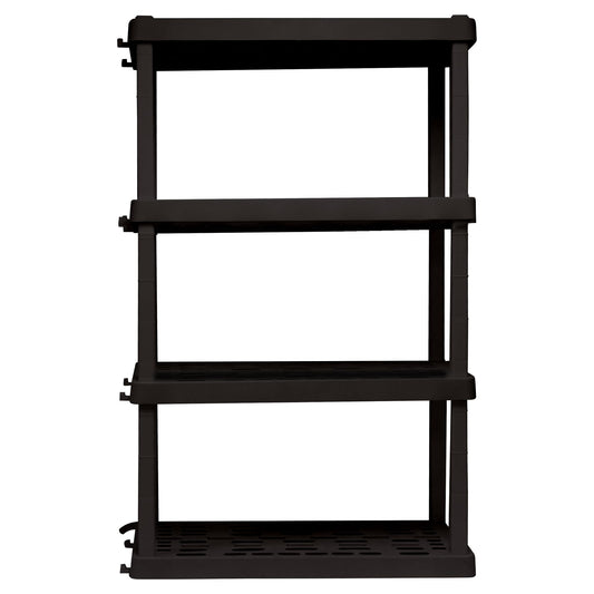 Koolatron Oscar Heavy Duty Plastic Storage Shelves- for Garage, Kitchen, Bathroom Basement, Kids Room, Toys,Stackable 4-Tier Black, Organizer Rack for Books Shoes, Pantry, Cleaning, Made in Canada 🍁 All In One Marketplace Canada