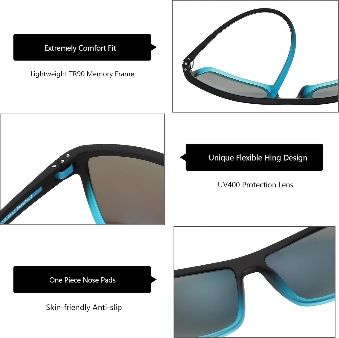 ZENOTTIC Polarized Sunglasses for Men – Lightweight TR90 Frame, UV400, Square
