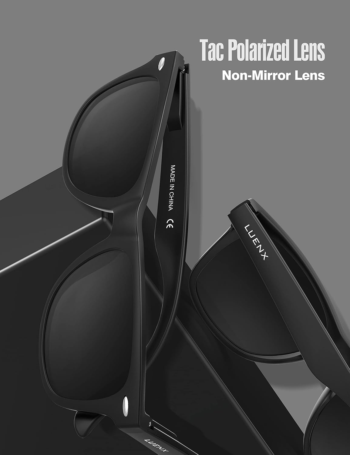 LUENX Polarized Sunglasses – UV400, Square Frame, Anti-Slip, Men & Women