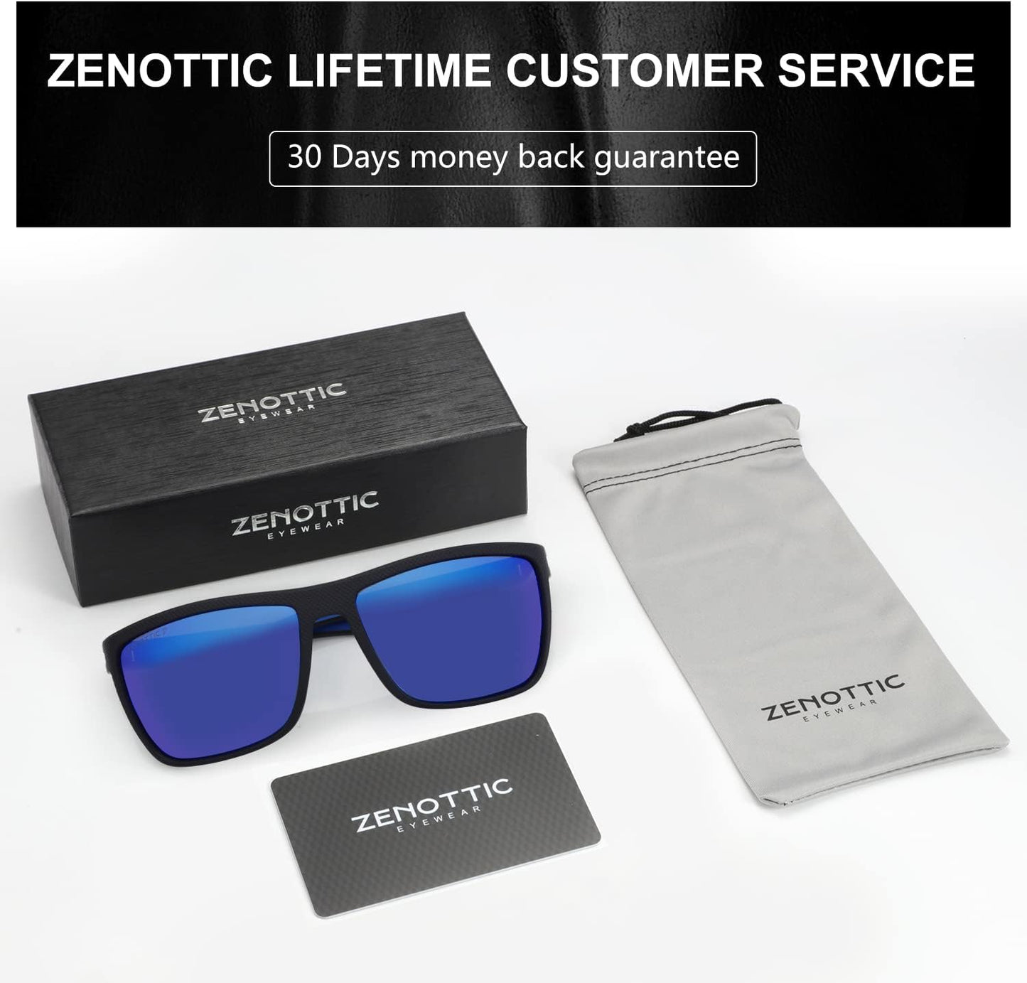 ZENOTTIC Polarized Sunglasses for Men – Lightweight TR90 Frame, UV400, Square