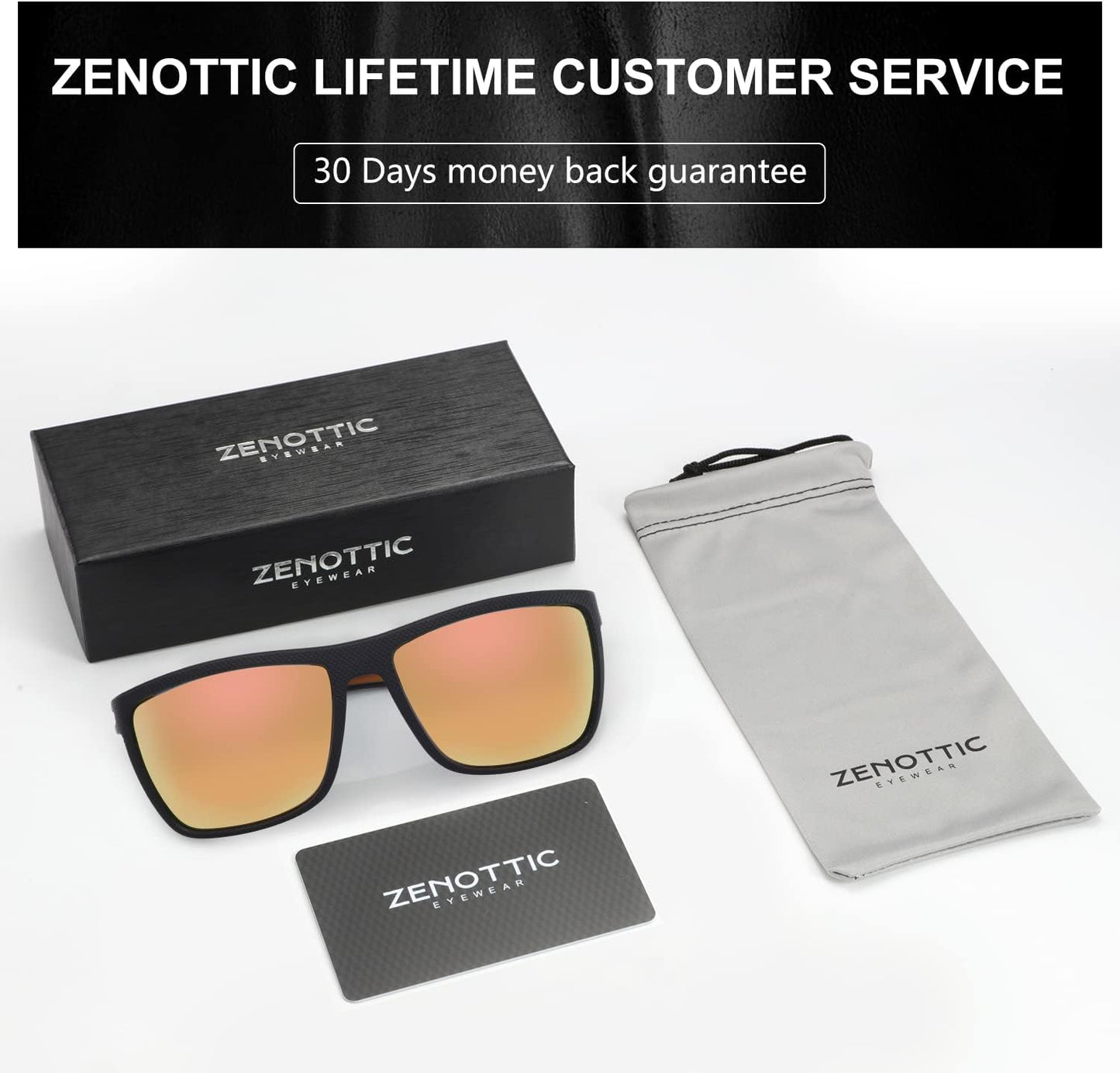 ZENOTTIC Polarized Sunglasses for Men – Lightweight TR90 Frame, UV400, Square
