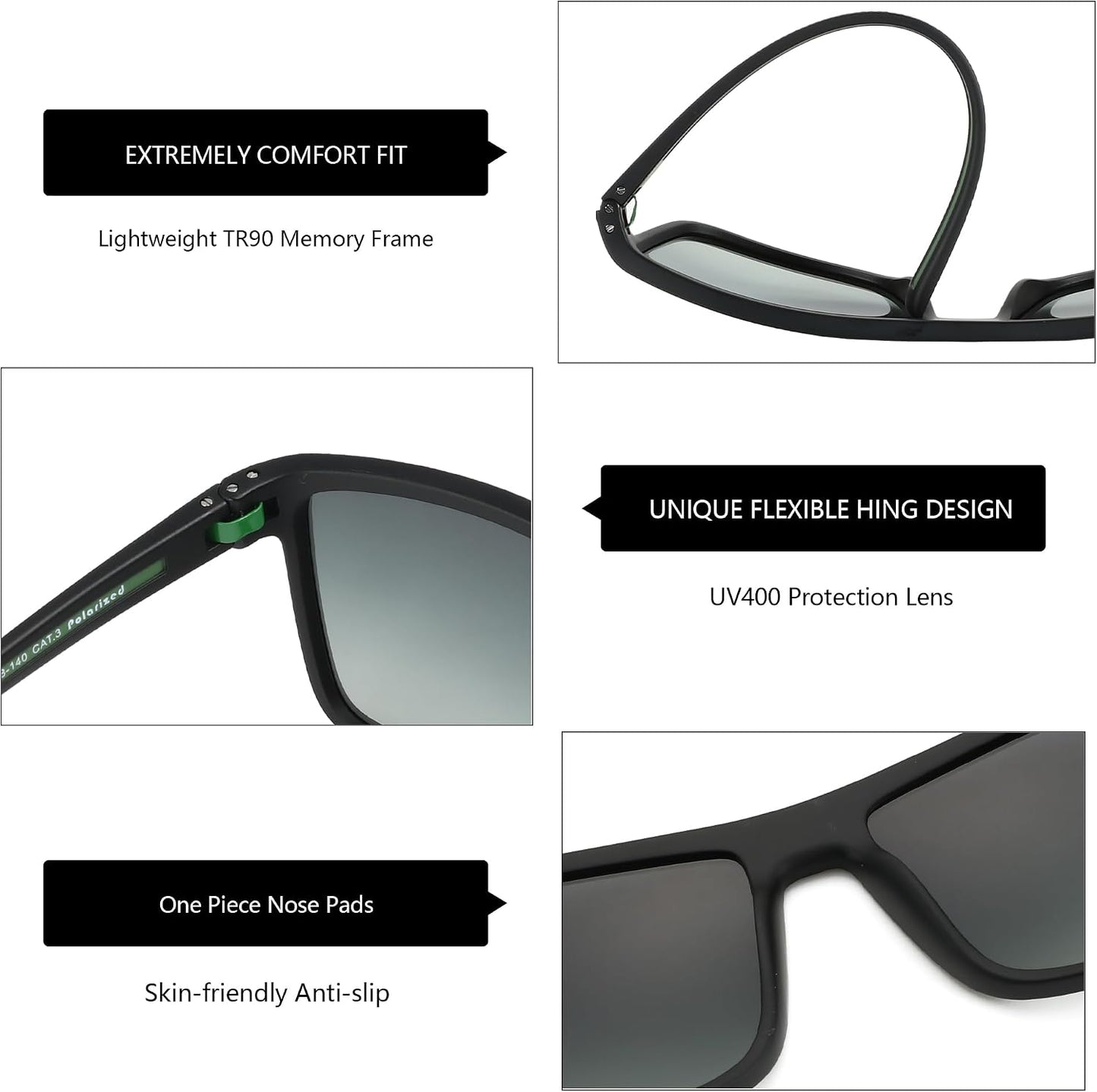 ZENOTTIC Polarized Sunglasses for Men – Lightweight TR90 Frame, UV400, Square