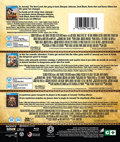 Jumanji (1995) + Jumanji: The Next Level + Jumanji: Welcome to the Jungle - Blu-Ray (Used)