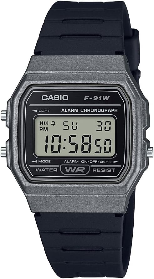 Casio F91W Digital Watch – Water Resistant, LED Light, 7-Year Battery