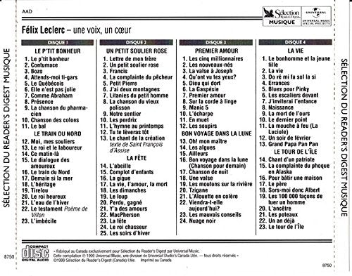 Félix Leclerc: Une Voix, Un Coeur - 1999 - (Canada - Compilation) - CDX4