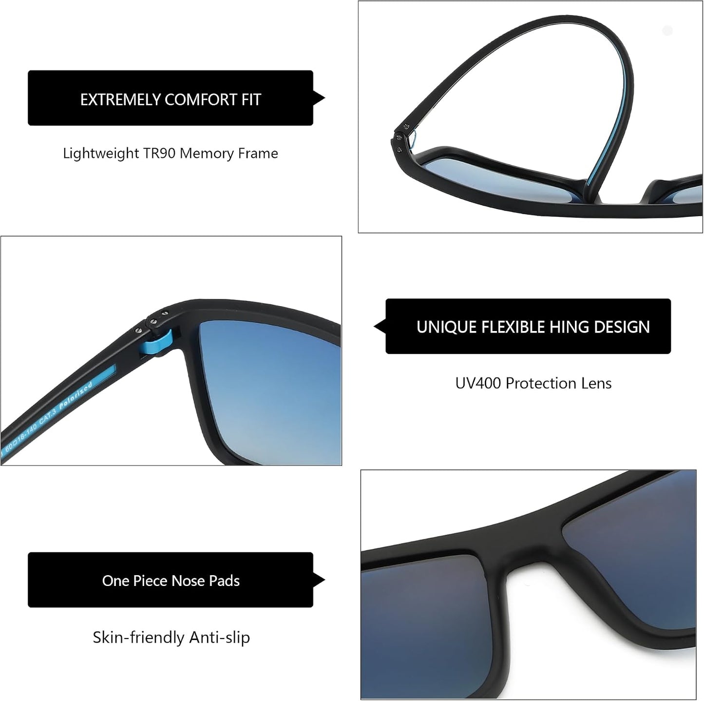 ZENOTTIC Polarized Sunglasses for Men – Lightweight TR90 Frame, UV400, Square