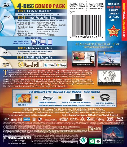 The Lion King: Diamond Edition [Blu-ray 3D + Blu-ray + DVD + Digital Copy] (Bilingual)