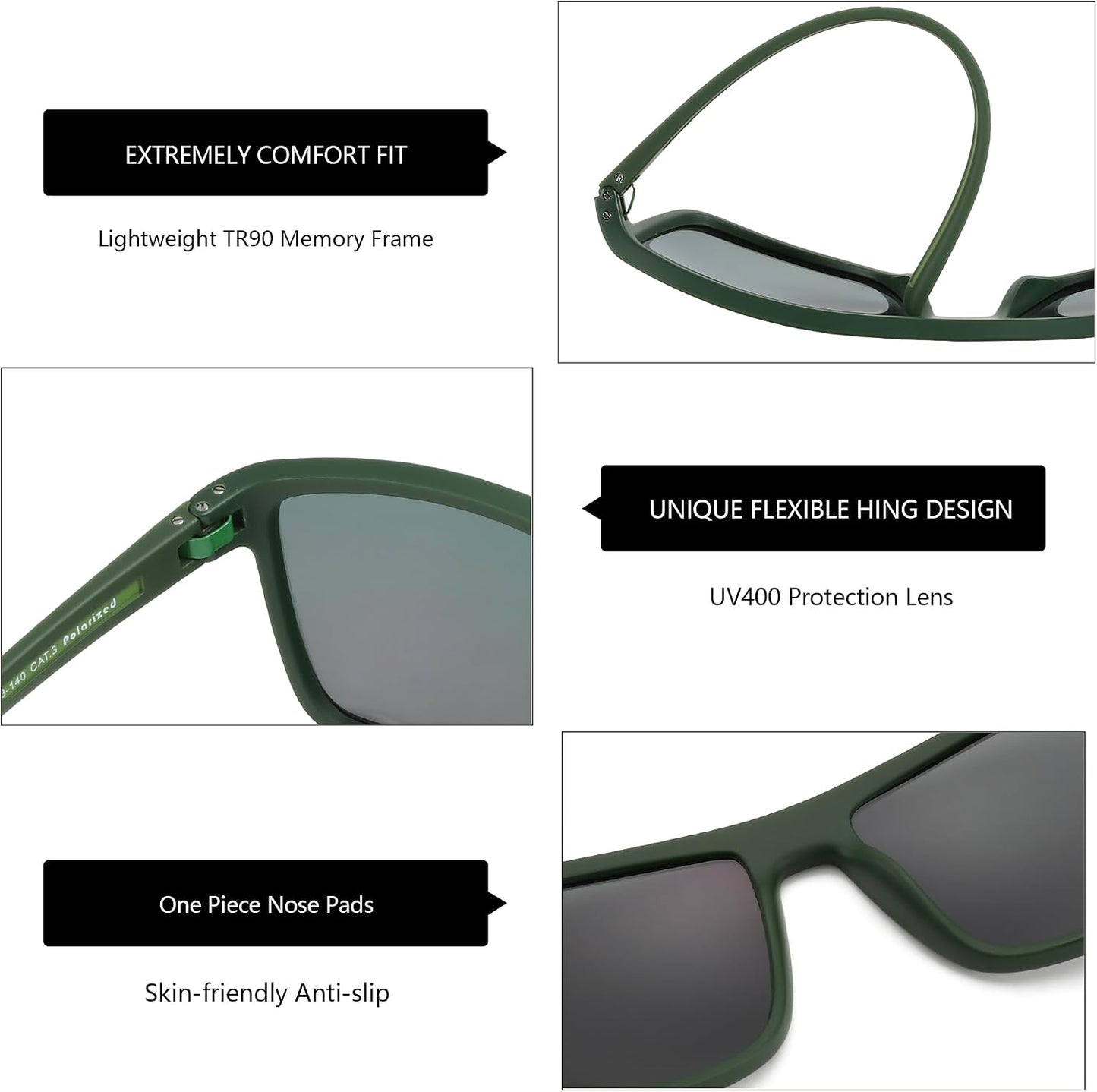 ZENOTTIC Polarized Sunglasses for Men – Lightweight TR90 Frame, UV400, Square