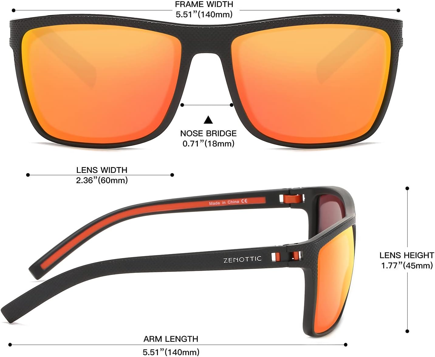 ZENOTTIC Polarized Sunglasses for Men – Lightweight TR90 Frame, UV400, Square