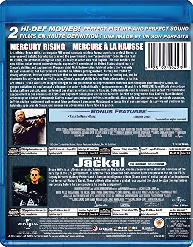 Double Feature: Mercury Rising + The Jackal - Blu-Ray