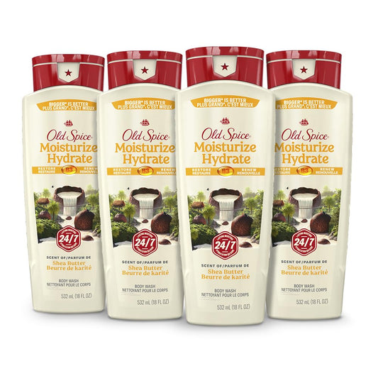 Old Spice Men's Body Wash Moisturize with Shea Butter, 24/7 Moisturization, Gentle on Skin, 2.12 L Total (4 Count of 532 mL Each) 🍁 All In One Marketplace Canada