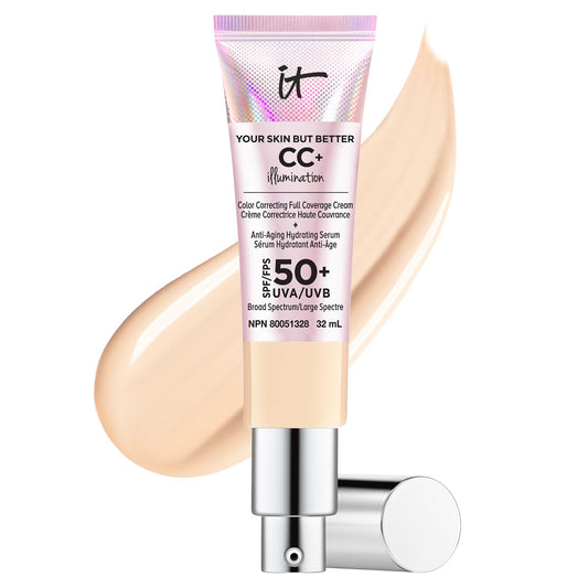 IT Cosmetics Your Skin But Better CC+ Cream Illumination, Light (W) - Color Correcting Cream, Full-Coverage Foundation, Anti-Aging Serum & SPF 50+ Sunscreen - Radiant Finish - 1.08 fl oz 🍁 All In One Marketplace Canada