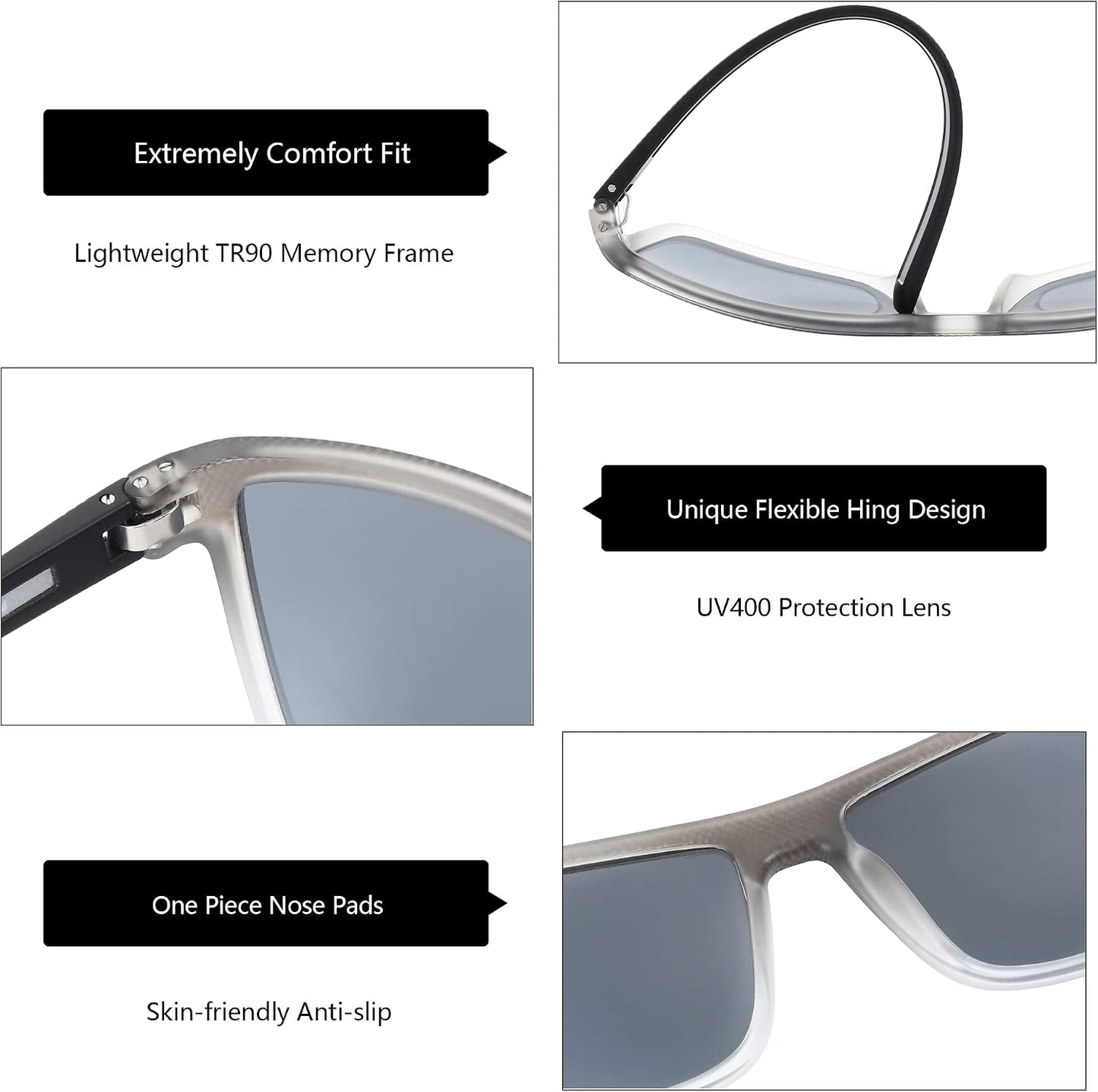ZENOTTIC Polarized Sunglasses for Men – Lightweight TR90 Frame, UV400, Square