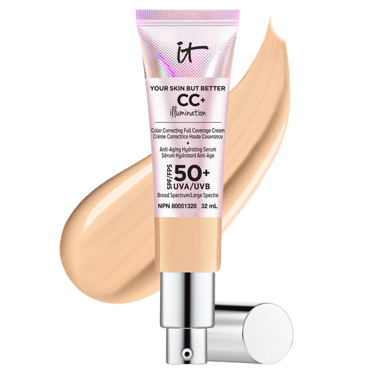 IT Cosmetics Your Skin But Better CC+ Cream Illumination, Medium (W) - Color Correcting Cream, Full-Coverage Foundation, Anti-Aging Serum & SPF 50+ Sunscreen - Radiant Finish - 1.08 fl oz 🍁 All In One Marketplace Canada