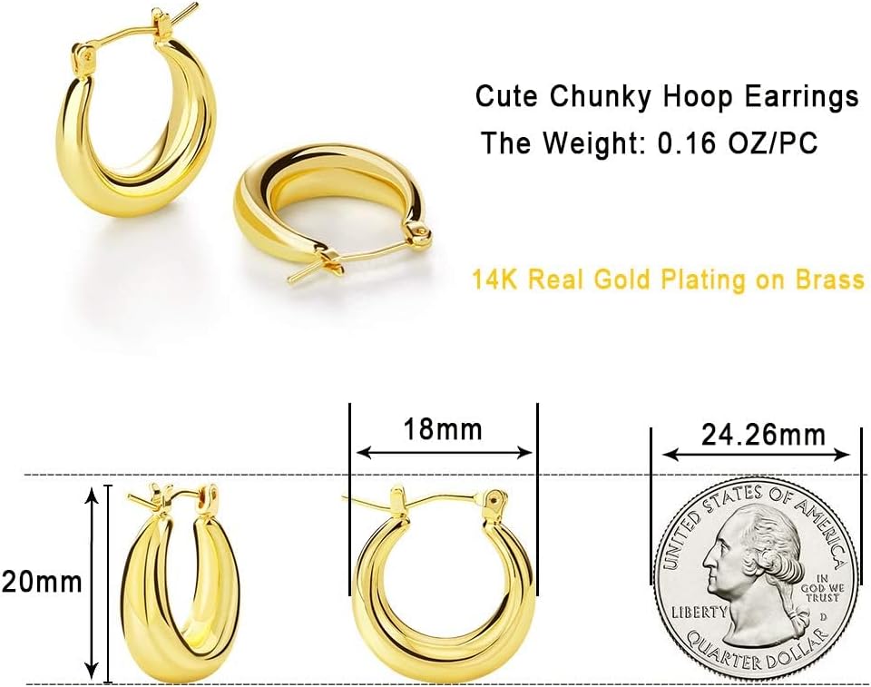 LILIE&WHITE Chunky Gold Hoop Earrings – Hypoallergenic, Minimalist Jewelry for Women